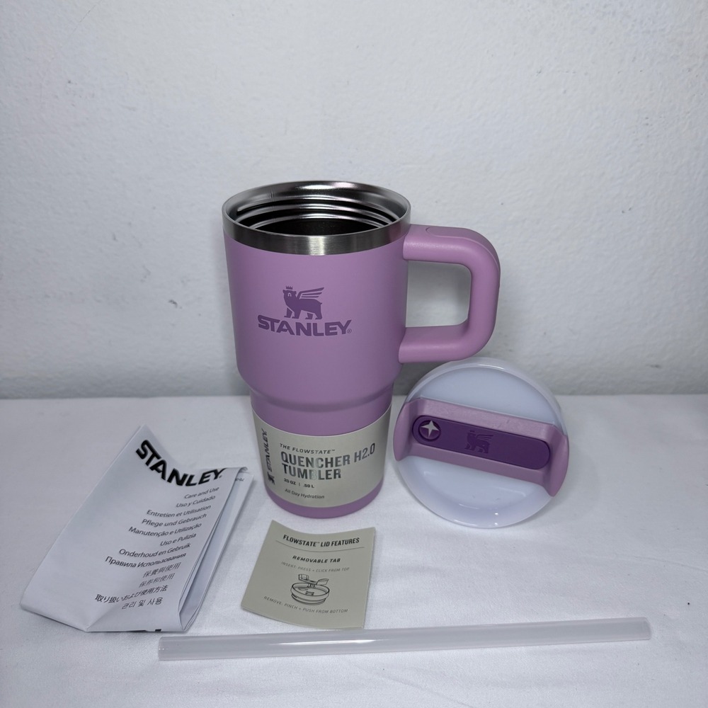 Stanley Quencher H2.0 FlowState 20oz Tumbler Lilac Purple Stainless Steel Mug
